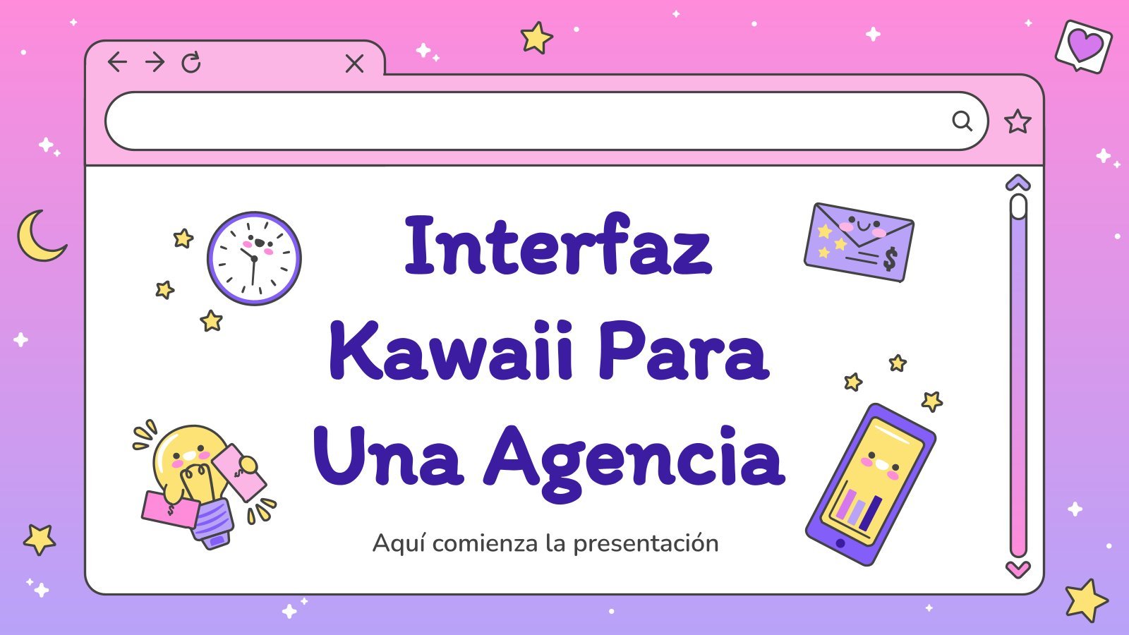 Modelo de apresentação Interface kawaii para agências