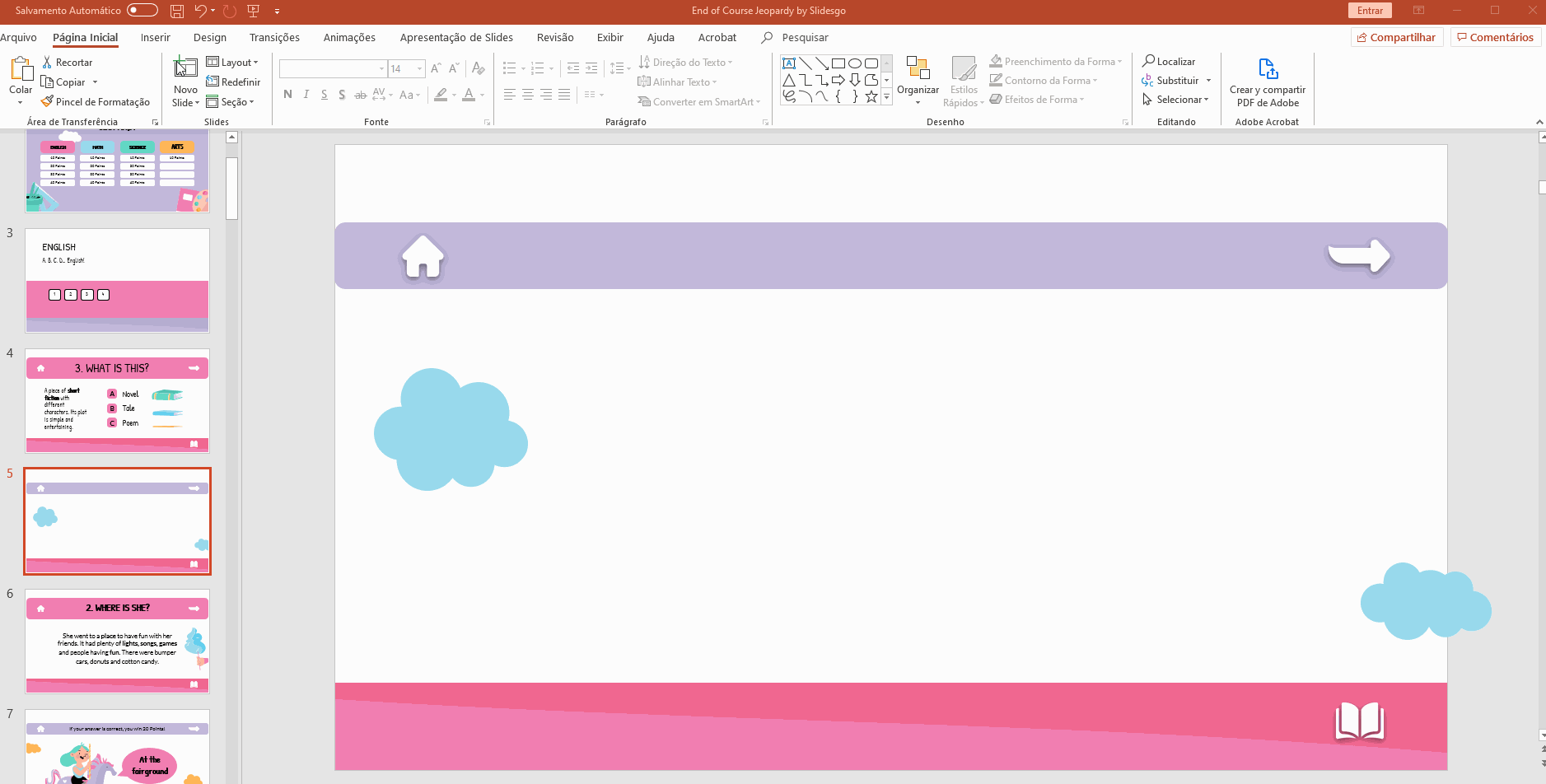 Jogo da Velha no PowerPoint com perguntas.