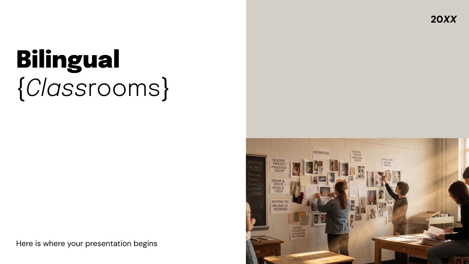 Modelo de apresentação Salas de aula bilíngues