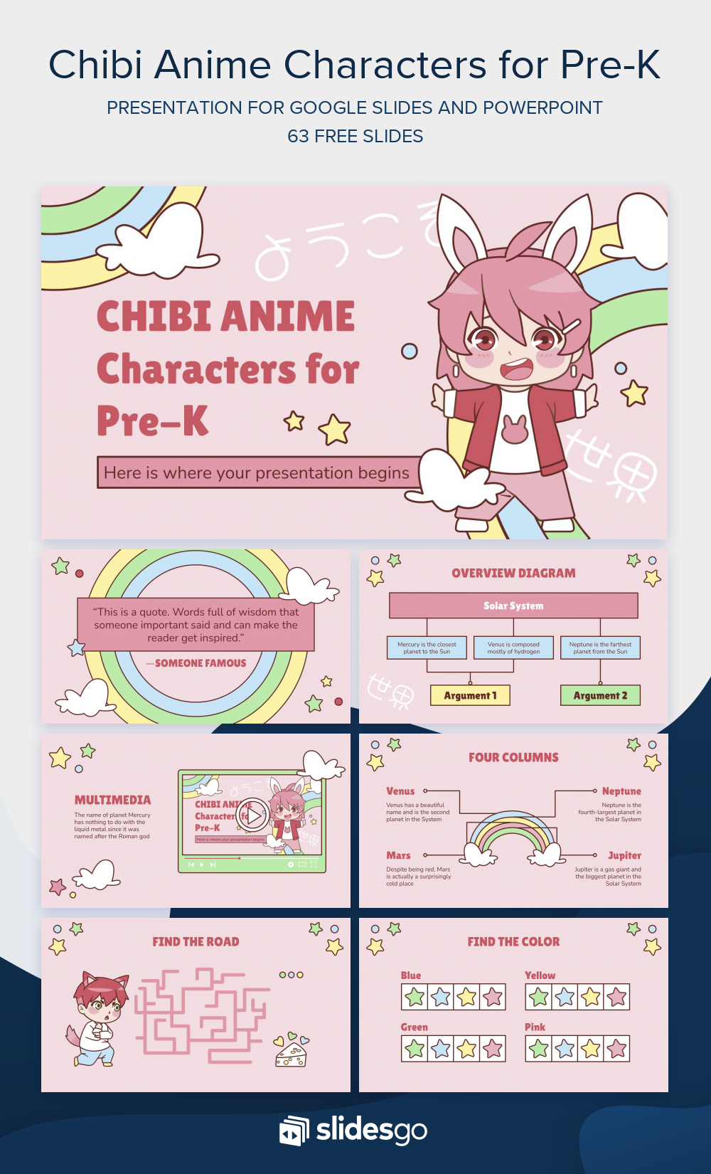 Chibi Anime Characters for Pre-K | Google Slides & PowerPoint