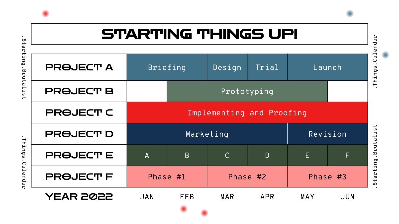 Brutalist Business Calendar Timeline Google Slides & PPT