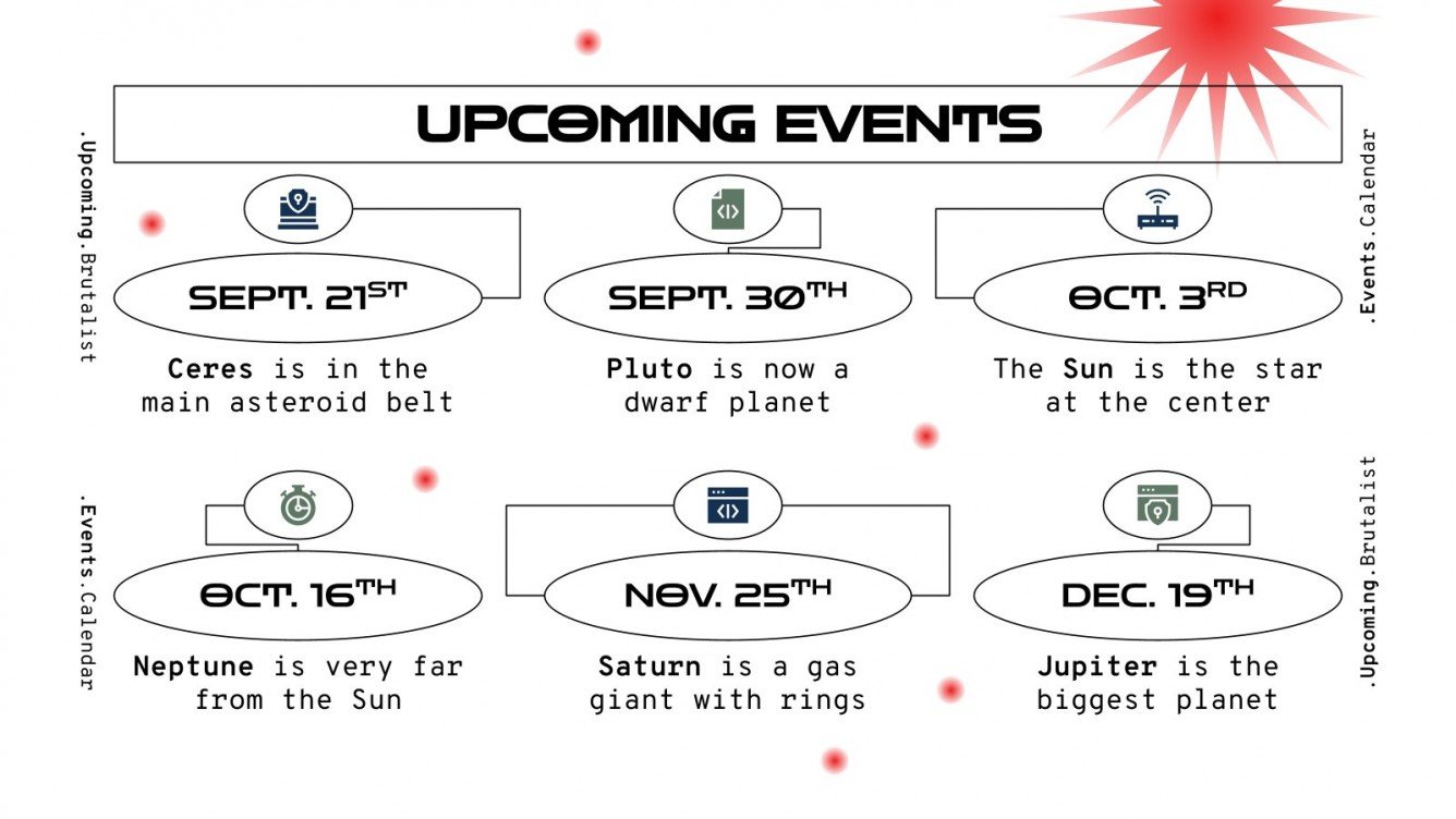 Brutalist Business Calendar Timeline Google Slides & PPT