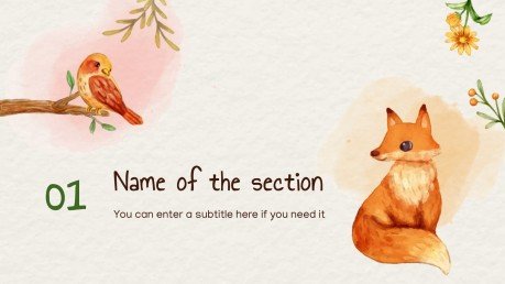 Modelo de apresentação Animais fofos da primavera