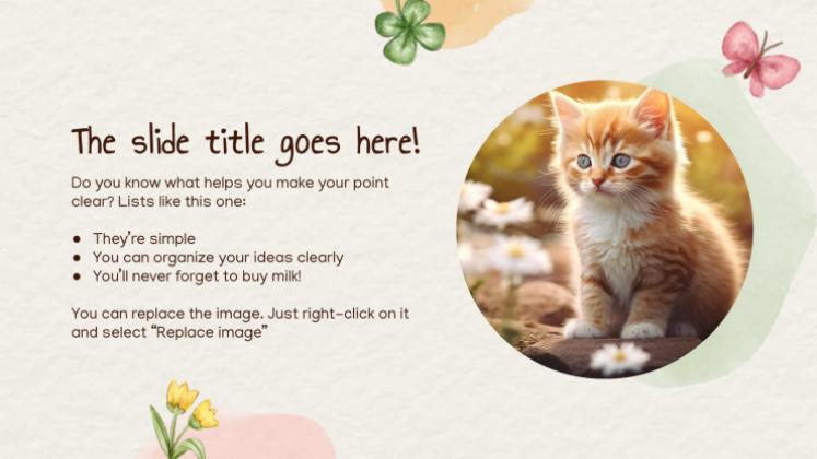 Modelo de apresentação Animais fofos da primavera