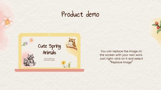 Modelo de apresentação Animais fofos da primavera