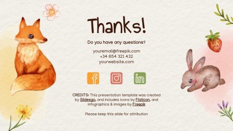 Modelo de apresentação Animais fofos da primavera