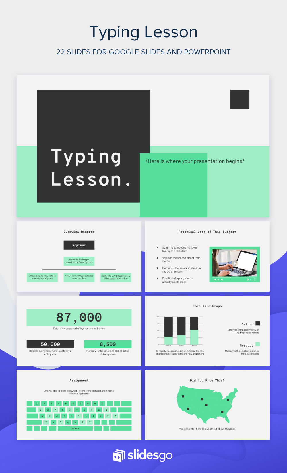 Typing Lesson Google Slides theme and PowerPoint template
