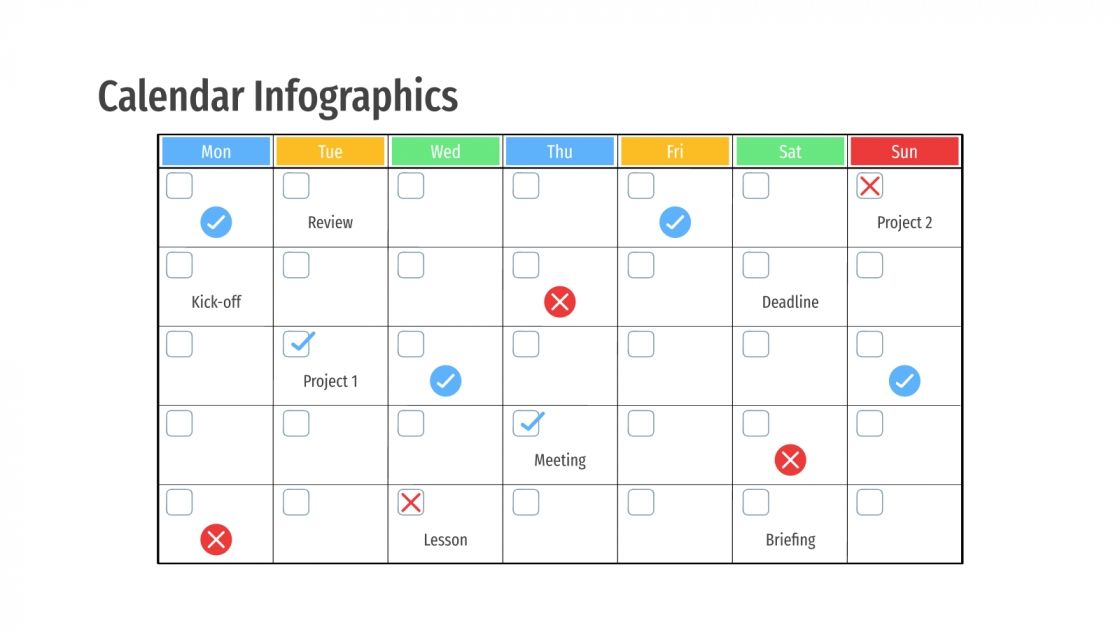 Free Calendar infographics for Google Slides and PowerPoint
