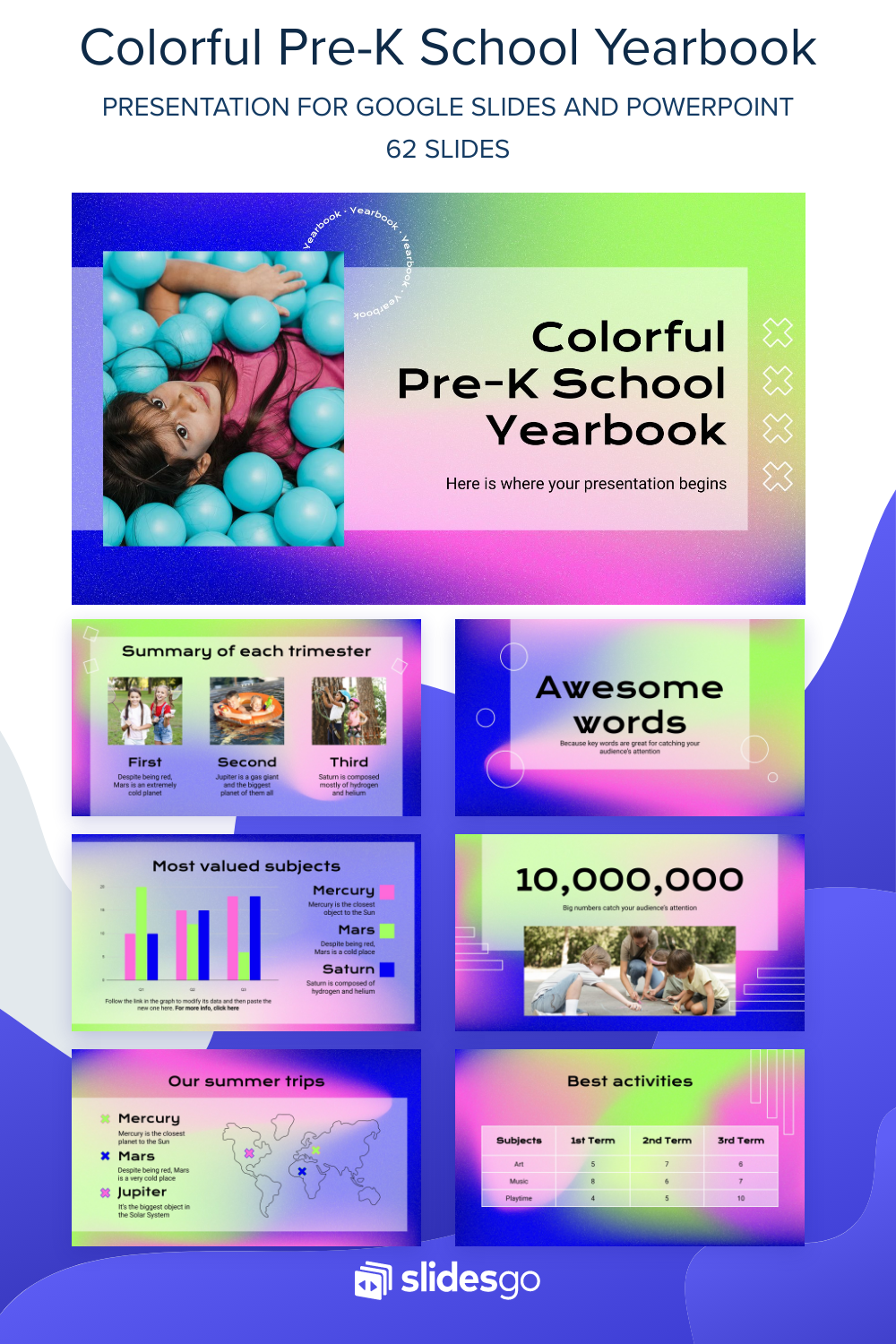 Colorful Pre-K School Yearbook | Google Slides & PowerPoint