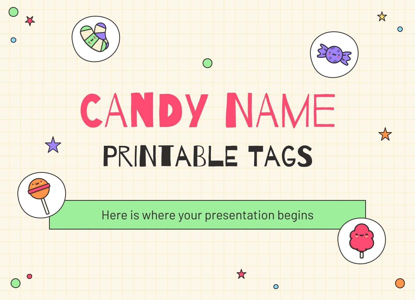 Étiquettes imprimables avec des bonbons Modèles de présentation