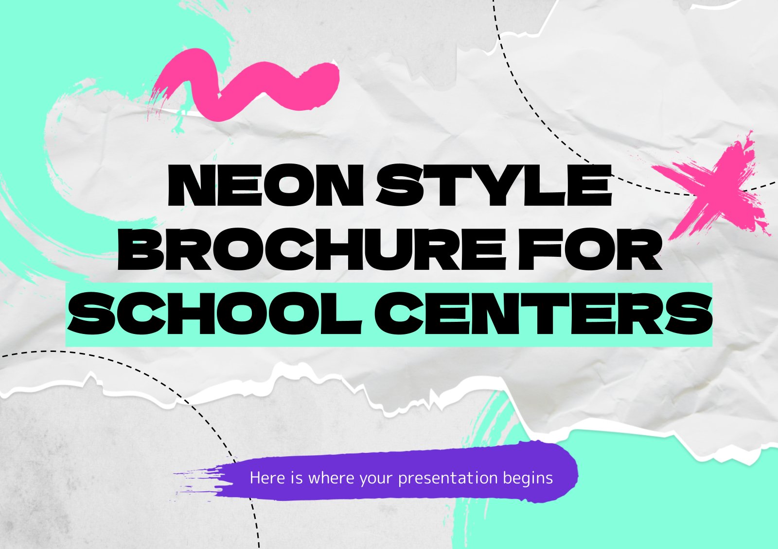 Neon Style Brochure for School Centers presentation template 