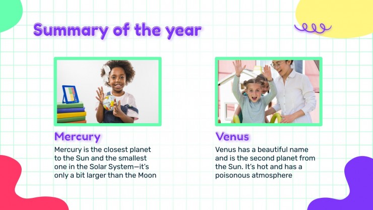 Neon Elementary School Yearbook presentation template 