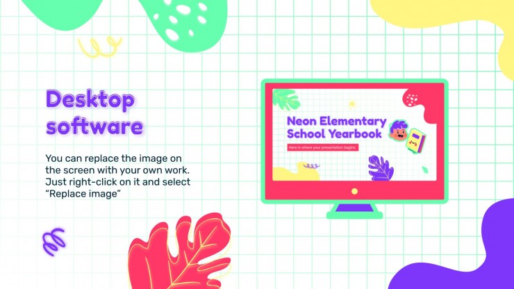 Neon Elementary School Yearbook presentation template 