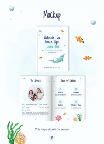 Watercolor Sea Breeze Style: Student Book presentation template 