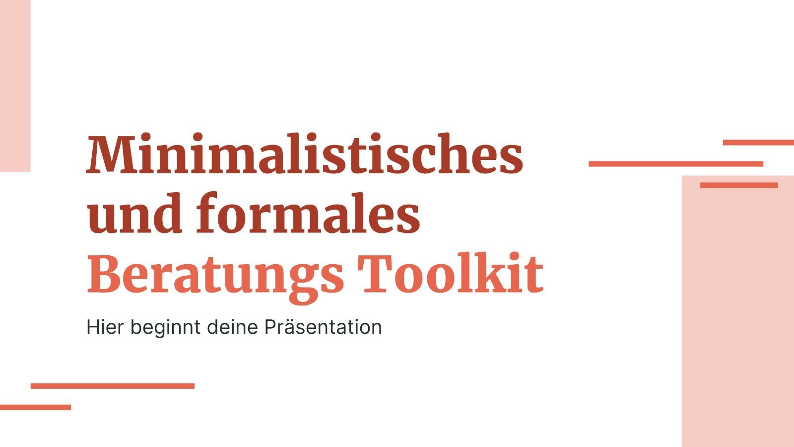 Minimalistisches und formales Beratungs Toolkit Präsentationsvorlage
