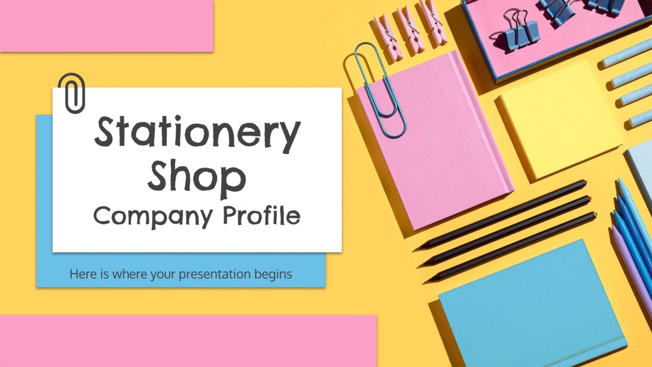 Stationery Shop Company Profile Google Slides & PPT template