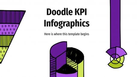 Modelo de apresentação Infográficos de KPI com rabiscos