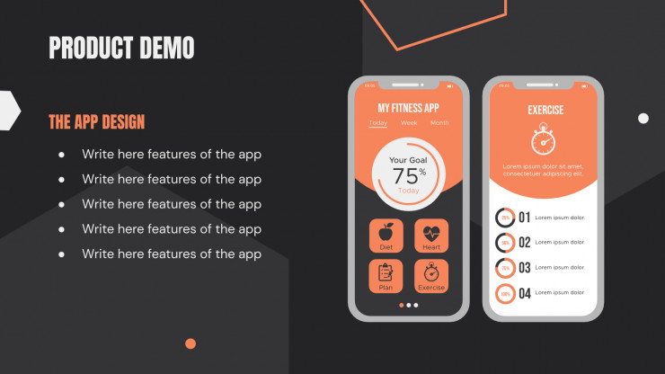 Plantilla de presentación Pitch deck para app de fitness