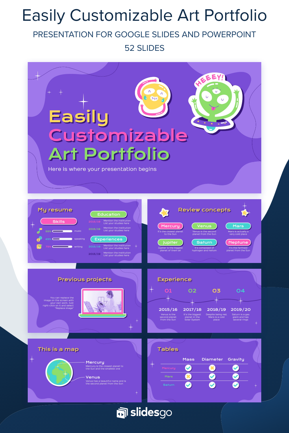 Easily Customizable Art Portfolio | Google Slides & PPT