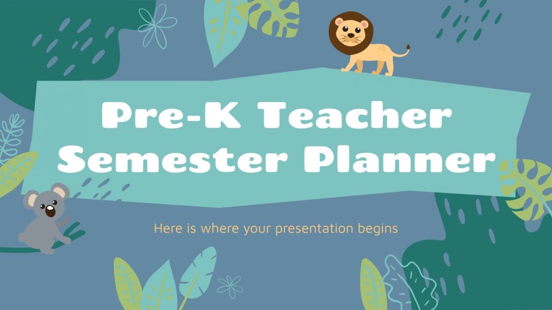 PreK Teacher Semester Planner Google Slides and PPT template