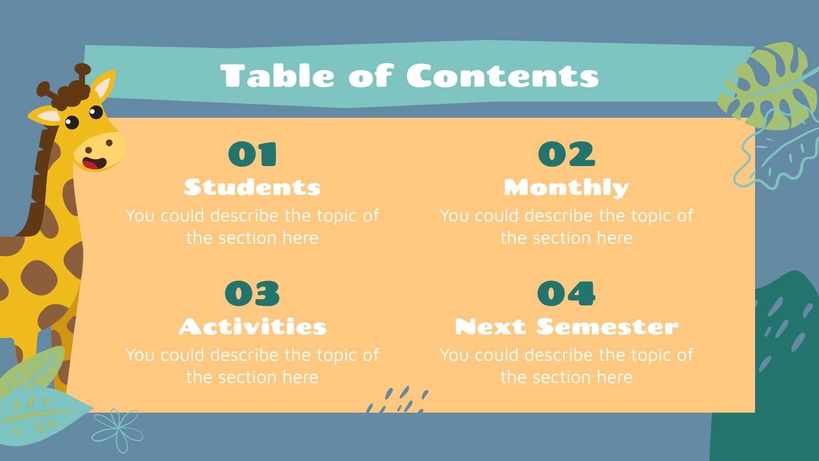 PreK Teacher Semester Planner Google Slides and PPT template