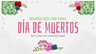 Día de Muertos Watercolor Social Media Planner presentation template 