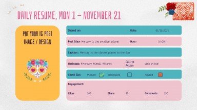 Modelo de apresentação Planejador de mídias sociais para o Día dos Mortos