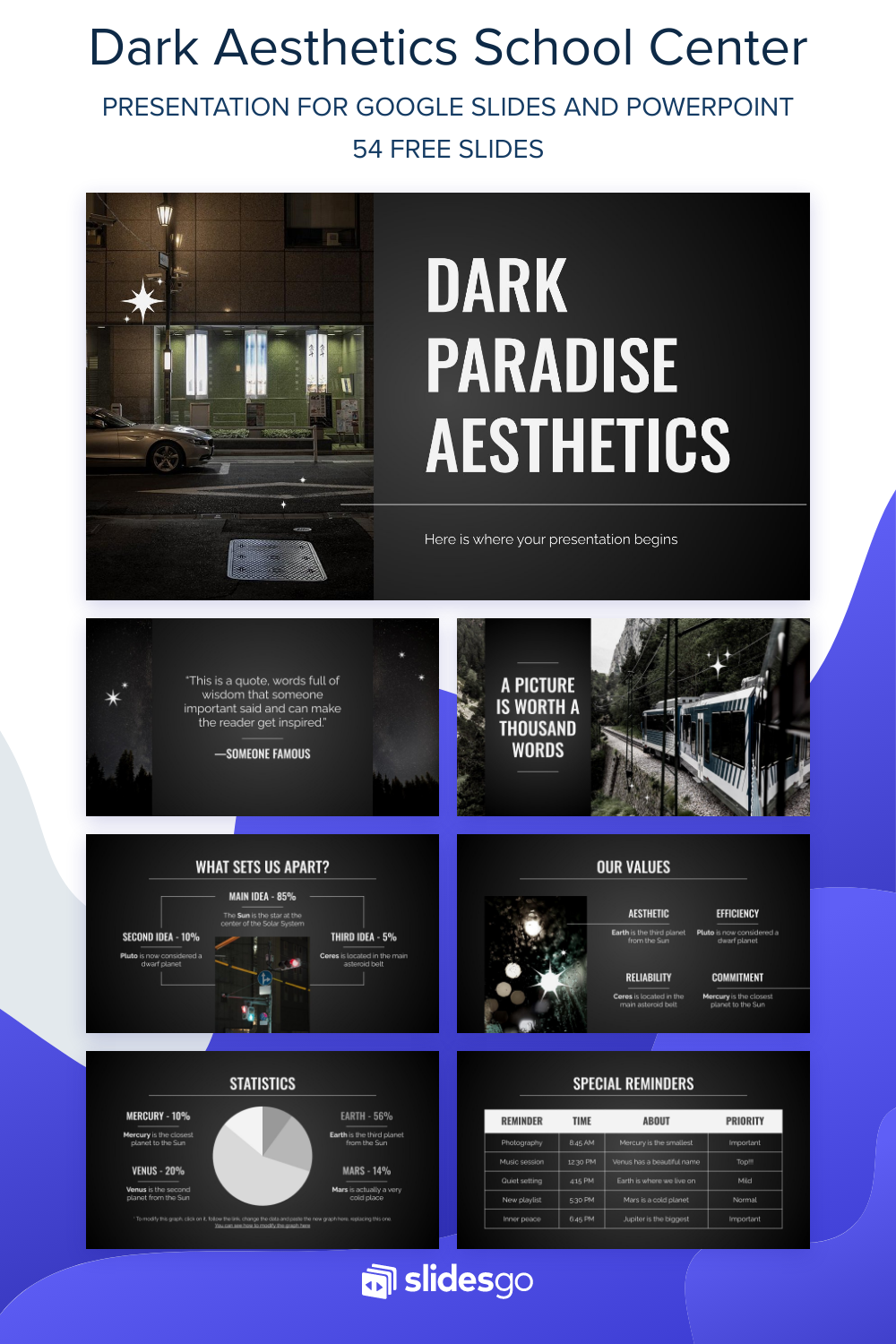Study Math Athetic Dark Paradise Aesthetics School Center | Google Slides & PPT
