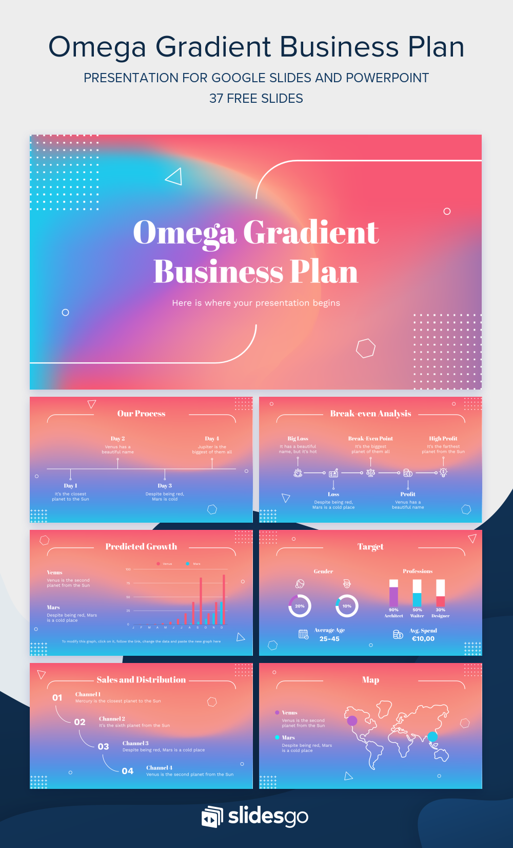 Omega Gradient Business Plan Google Slides & PPT template