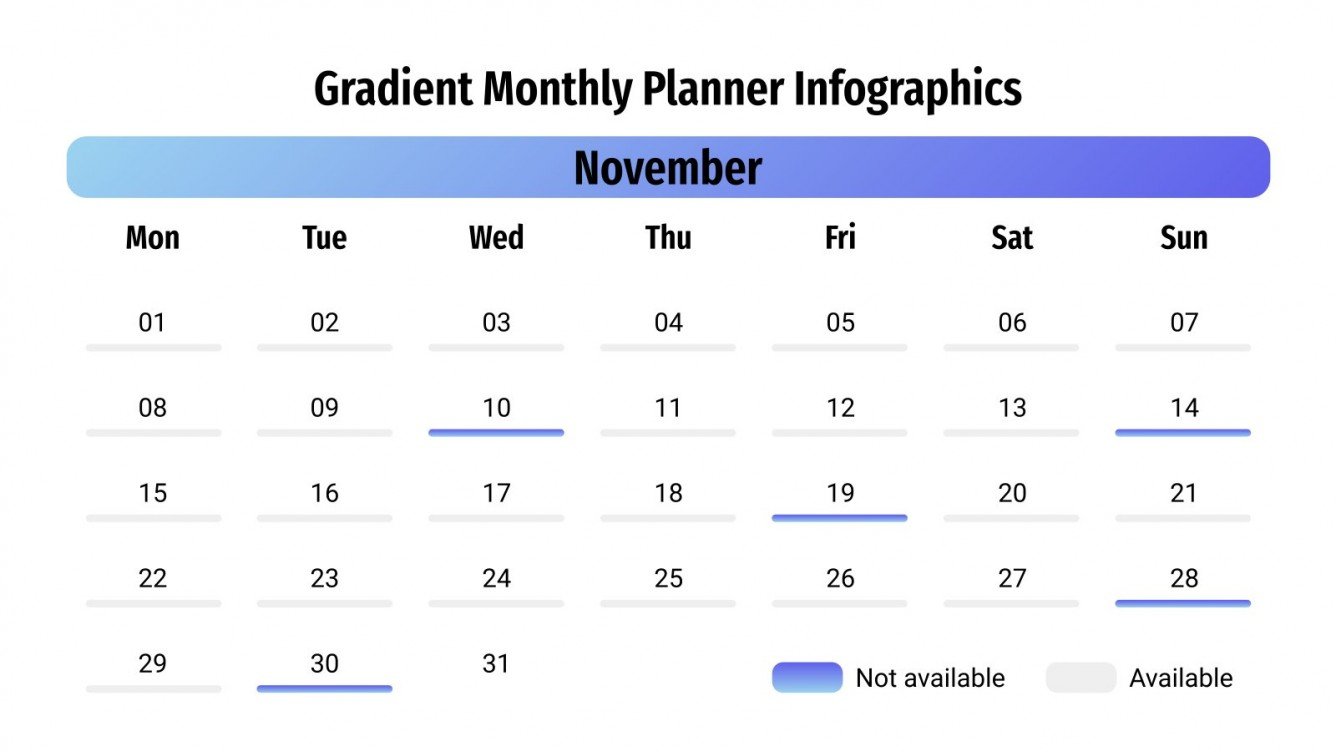 Gradient Monthly Planner Infographics | Google Slides & PPT