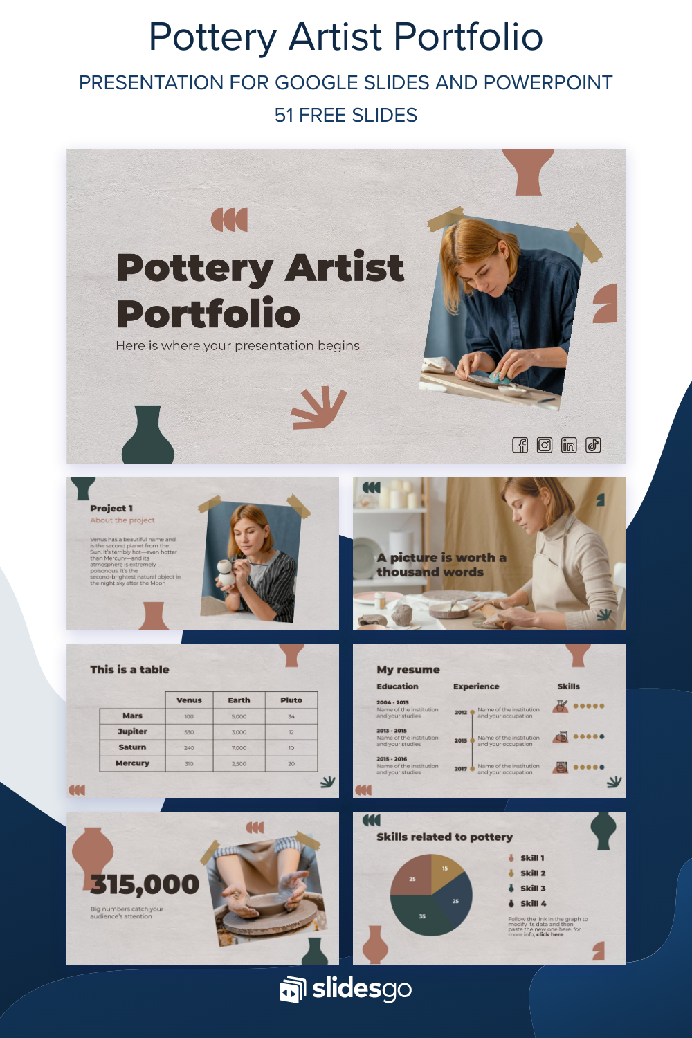 Pottery Artist Portfolio | Google Slides & PowerPoint