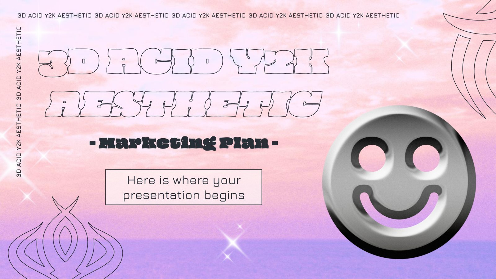 3D Acid Y2K Aesthetics Marketing Plan presentation template 