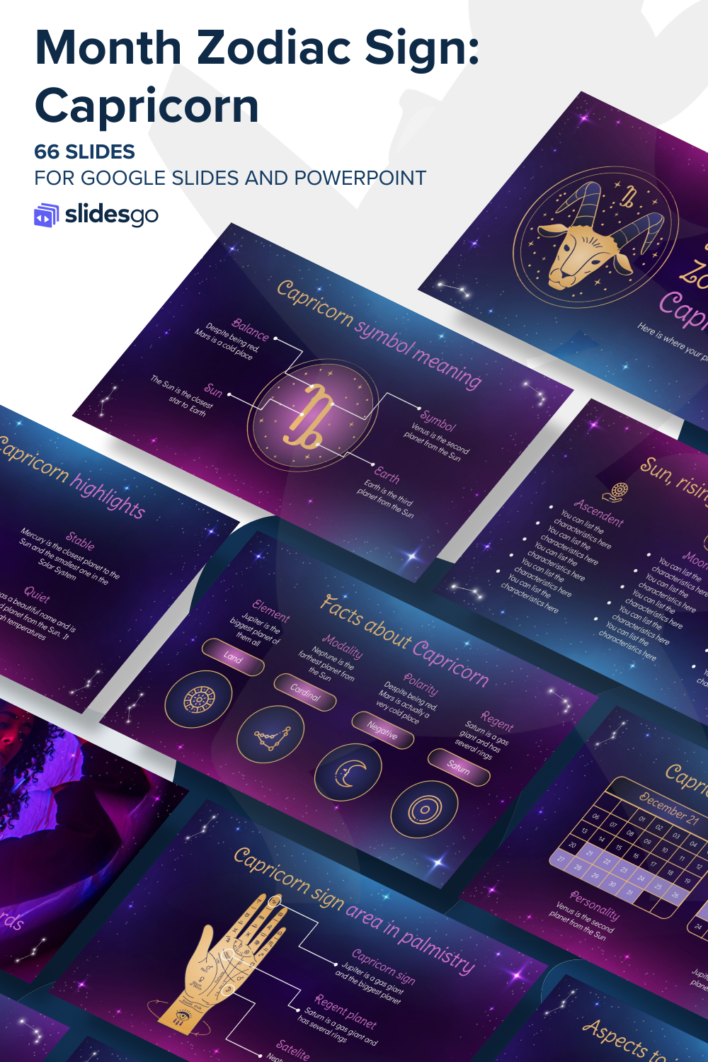 Month Zodiac Sign Capricorn Google Slides & PowerPoint