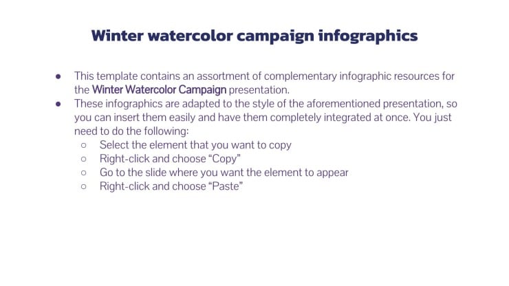 Modelo de apresentação Infográficos campanha de inverno com aquarela