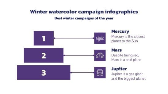 Infografiken zur Winter-Aquarell-Kampagne Präsentationsvorlage