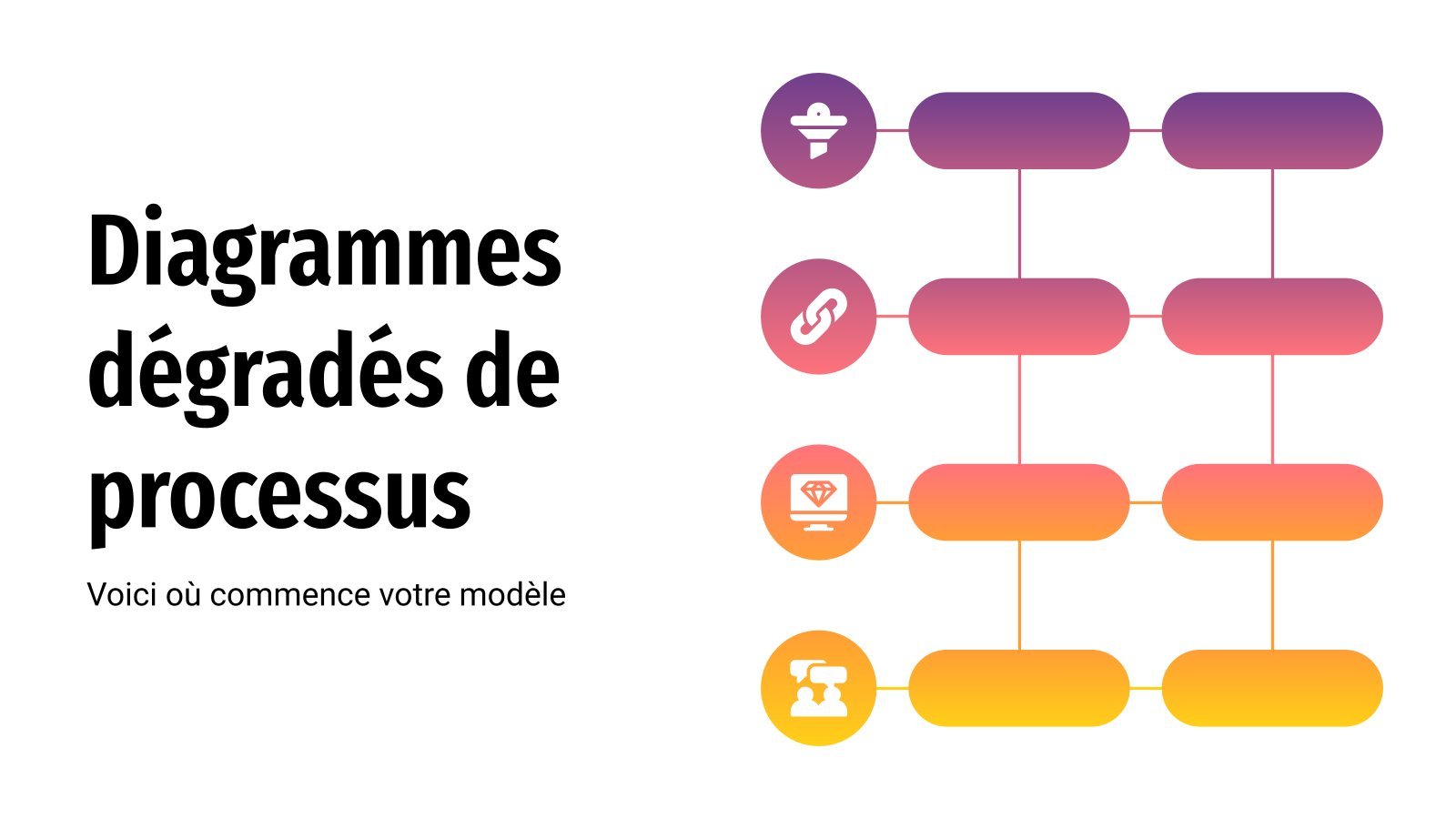 Modelo de apresentação Diagrama de processos com degradês