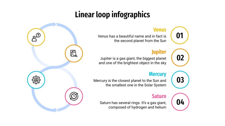 Modelo de apresentação Infográficos com círculos e linhas