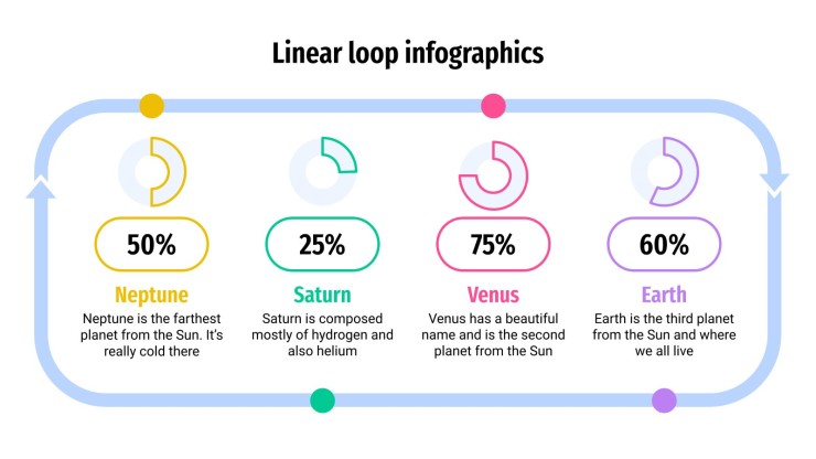 Plantilla de presentación Infografías con circulos y líneas