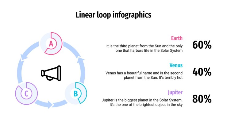 Plantilla de presentación Infografías con circulos y líneas