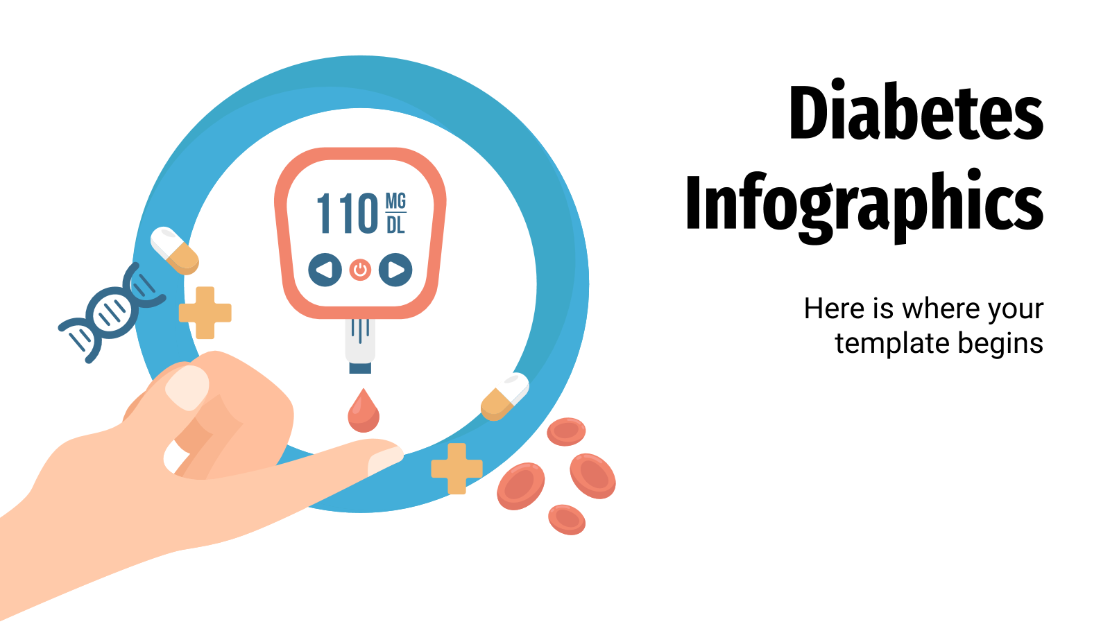 Modelo de apresentação Infográficos sobre diabetes