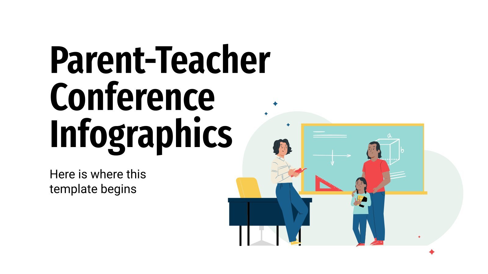 Modelo de apresentação Infográficos de conferência pai-professor