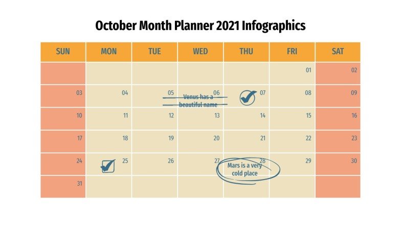 October Month Planner 2021 Infographics | Google Slides & PPT