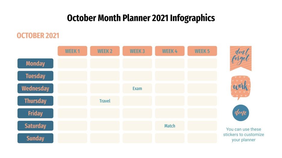 October Month Planner 2021 Infographics | Google Slides & PPT
