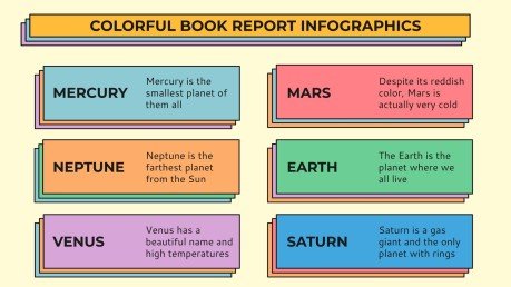 Book Report Graphics Colorful Book Report Infographics | Google Slides & PowerPoint