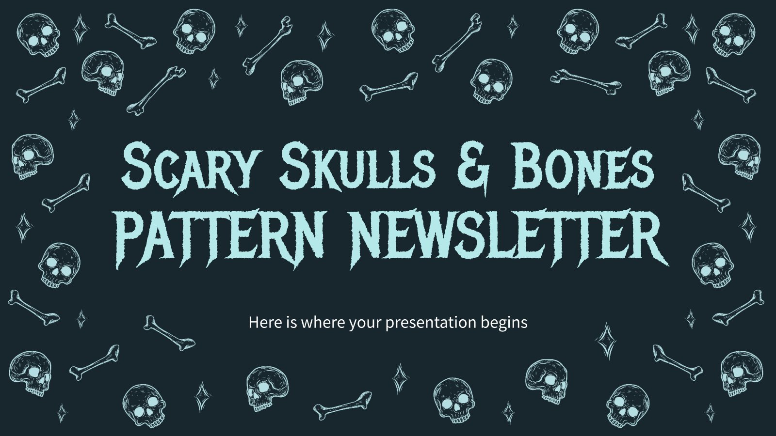 Plantilla de presentación Newsletter con patrones de calaveras