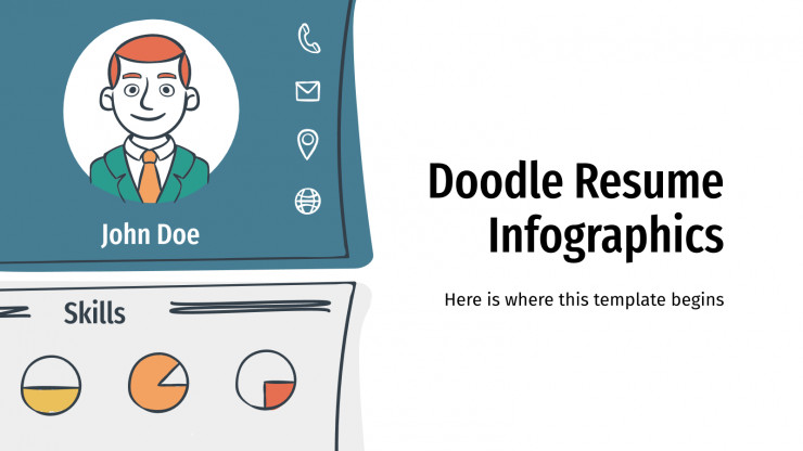 Plantilla de presentación Infografías de CV con doodles