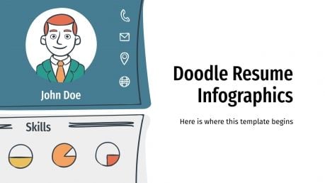 Plantilla de presentación Infografías de CV con doodles