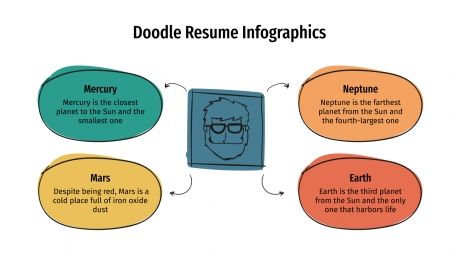 Plantilla de presentación Infografías de CV con doodles