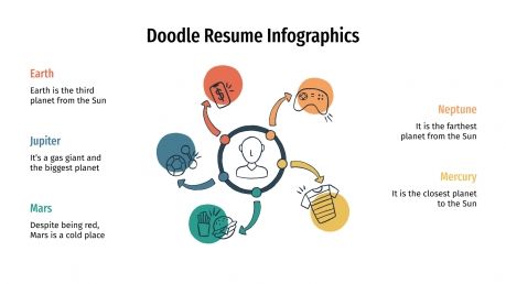 Plantilla de presentación Infografías de CV con doodles