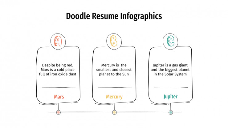 Plantilla de presentación Infografías de CV con doodles